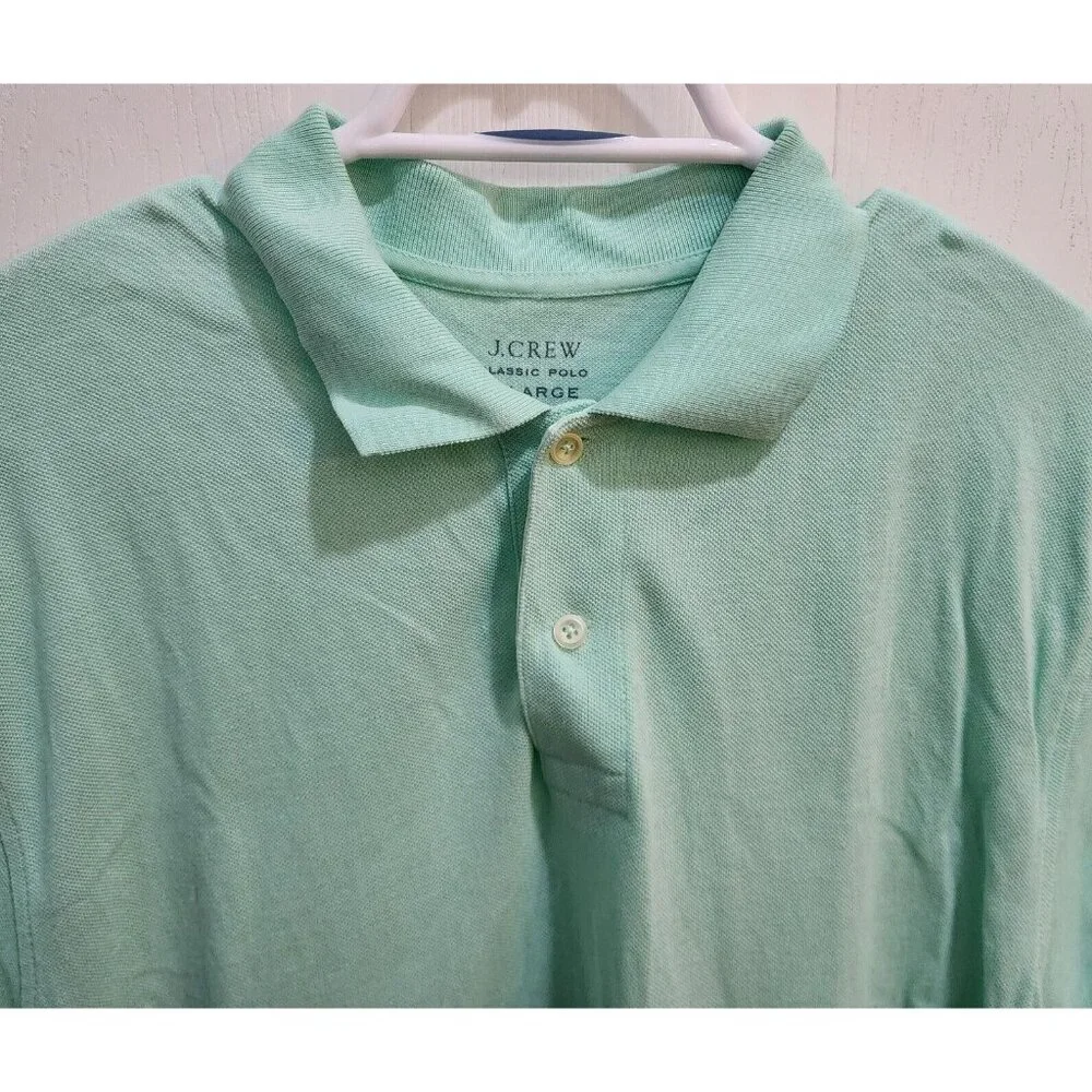 J. Crew Classic Polo Light‎ Green Short Sleeve Shirt Size XL 100% Cotton